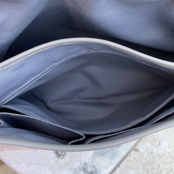 Coach SoHo Optic Pastel Sig C Grey & Peach w/Leather Trim Linen Flap Buckle Hobo - Picture 12 of 16